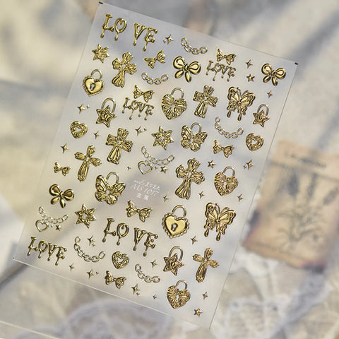 MS1017-gold Cross Bow Nail Stickers variant image - Tomoni Nail Art