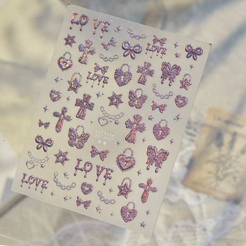 MS1017-laser-pink Cross Bow Nail Stickers variant image - Tomoni Nail Art