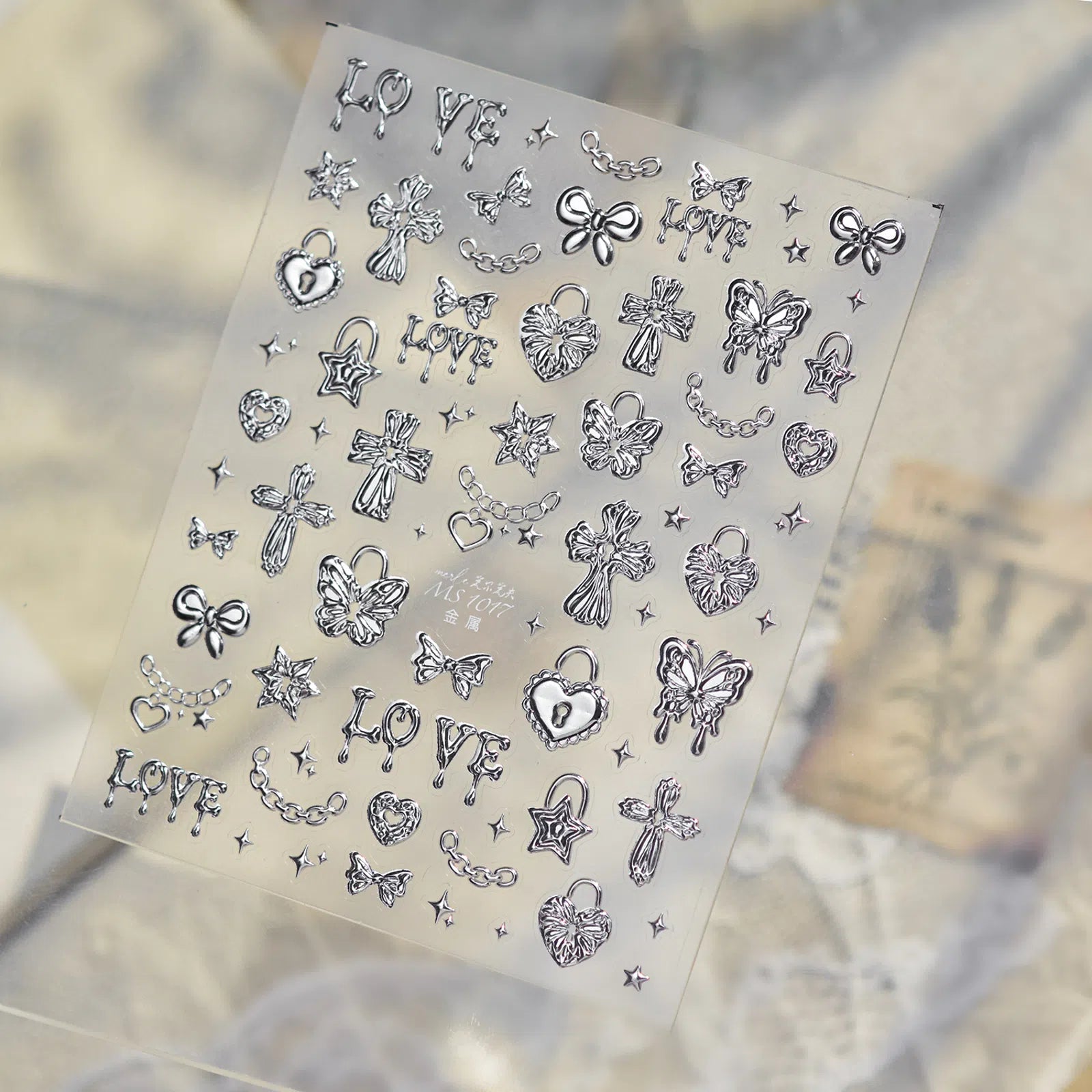 MS1017-silver Cross Bow Nail Stickers variant image - Tomoni Nail Art