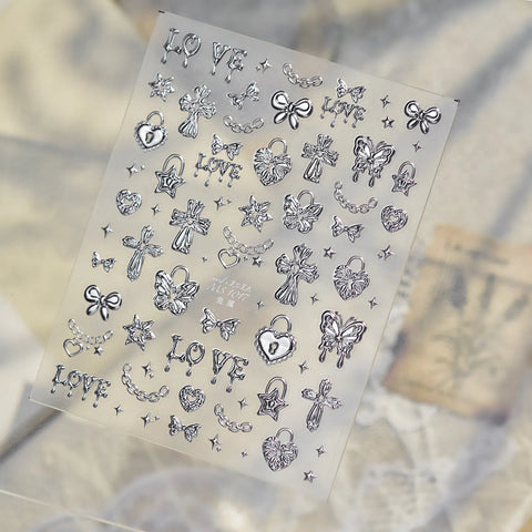 MS1017-silver Cross Bow Nail Stickers variant image - Tomoni Nail Art