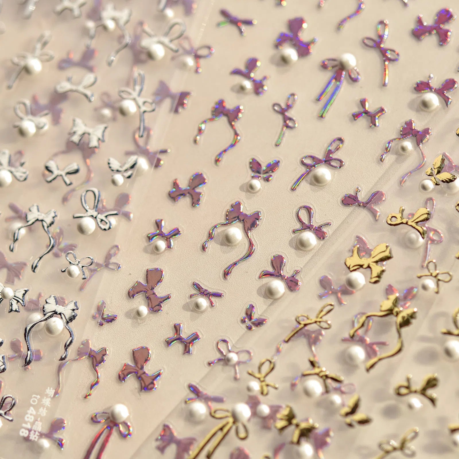 Crystal Bow Nail Stickers | Coquette Ribbon Nail Art Decals - image 2