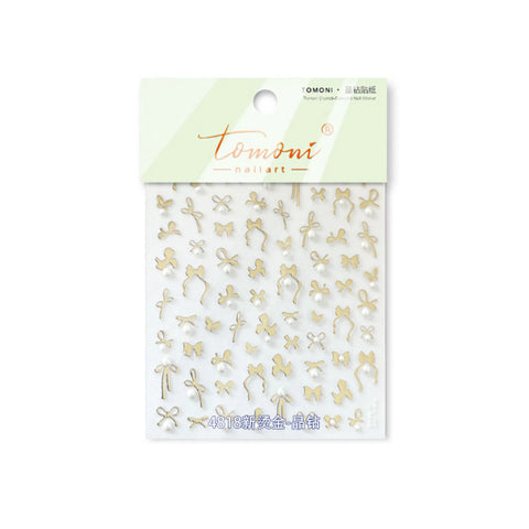 to4818-gold Crystal Bow Nail Stickers variant image - Tomoni Nail Art