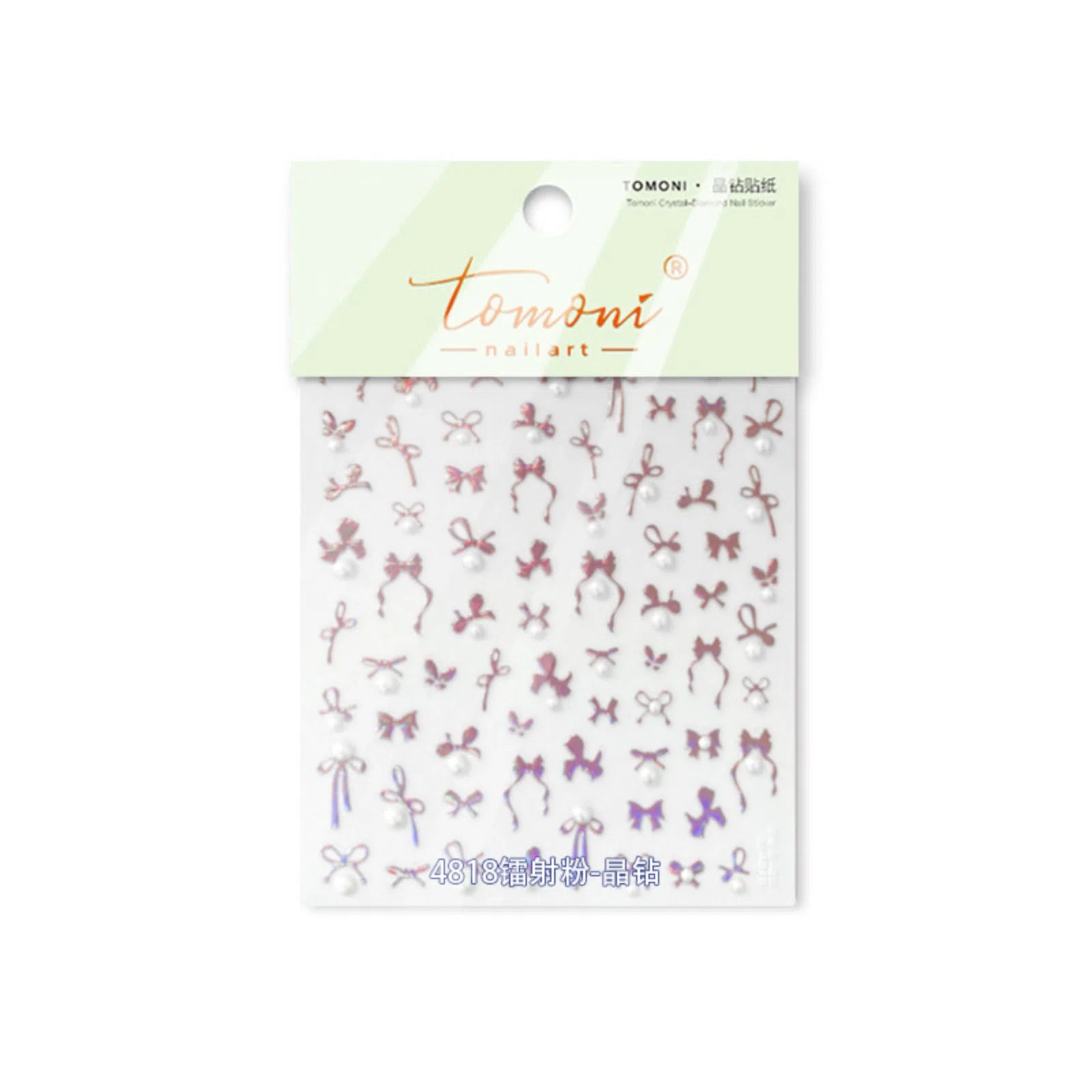 to4818-laser-pink Crystal Bow Nail Stickers variant image - Tomoni Nail Art