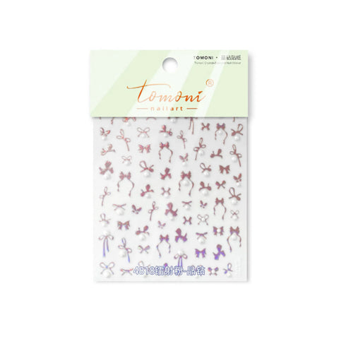 to4818-laser-pink Crystal Bow Nail Stickers variant image - Tomoni Nail Art