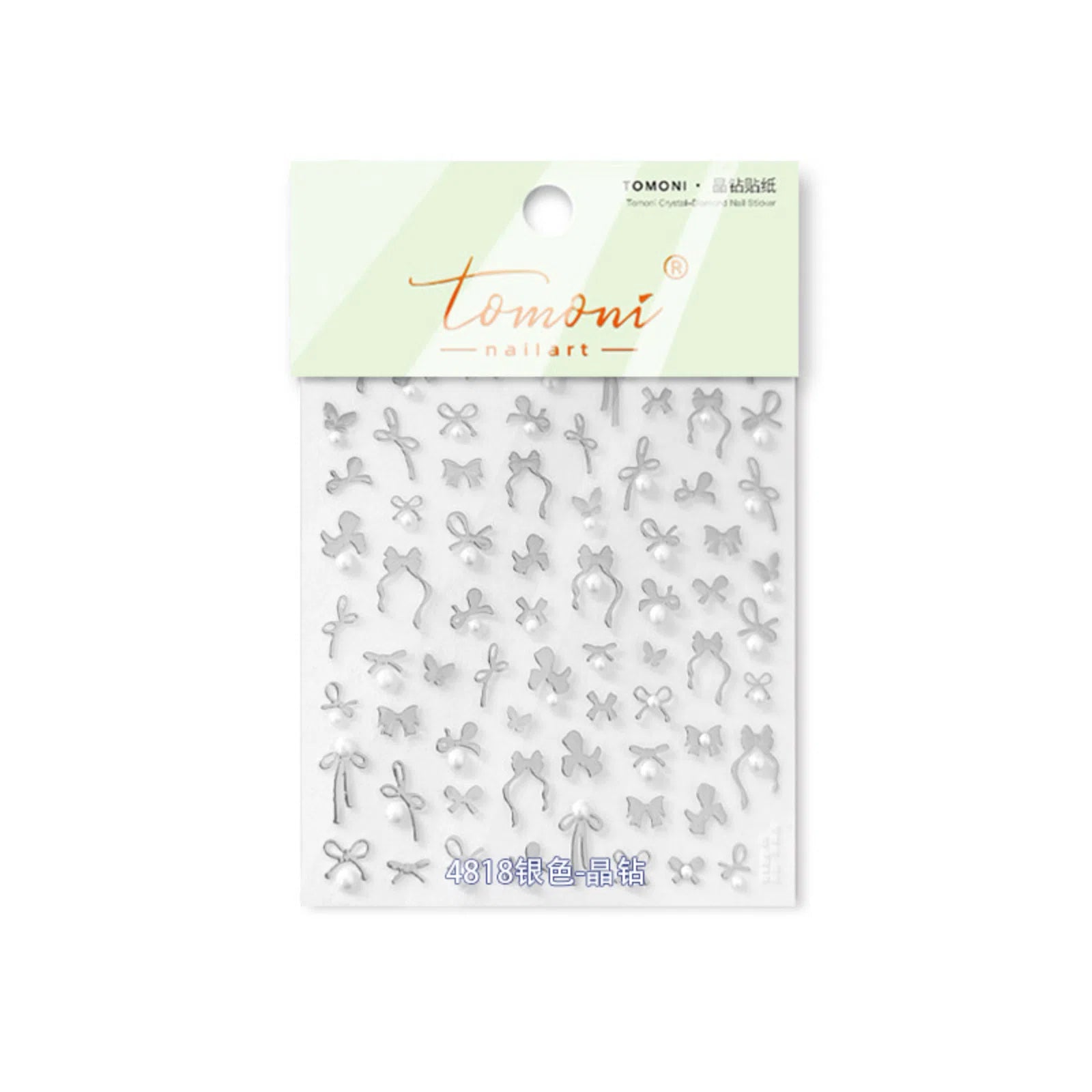 to4818-silver Crystal Bow Nail Stickers variant image - Tomoni Nail Art
