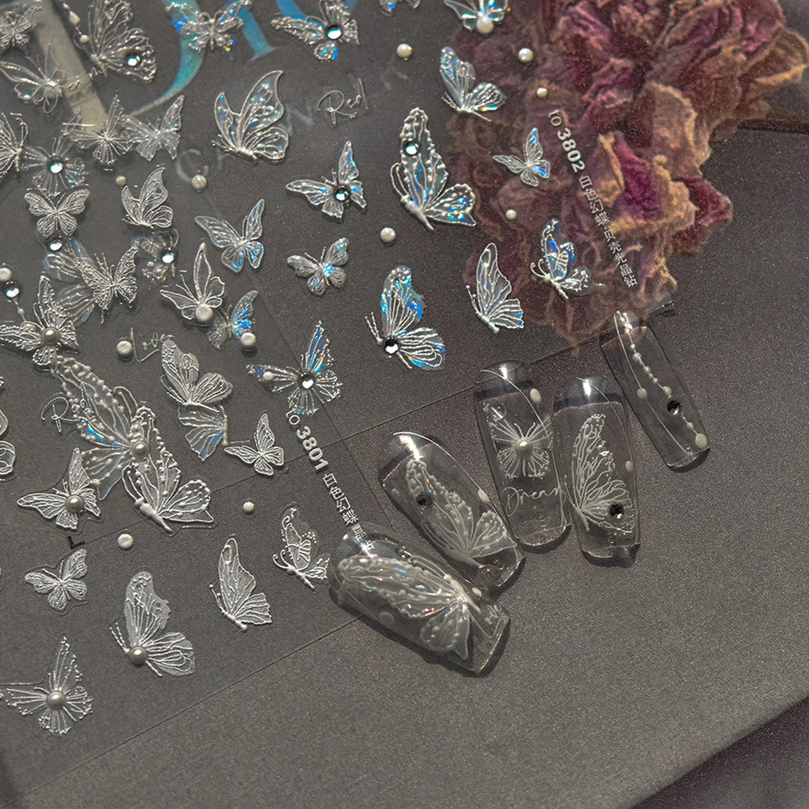 Crystal Butterfly Nail Stickers | Japanese Vintage Nail Art Decals - image 1