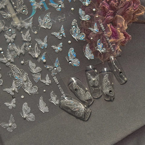 Crystal Butterfly Nail Stickers | Japanese Vintage Nail Art Decals - image 1