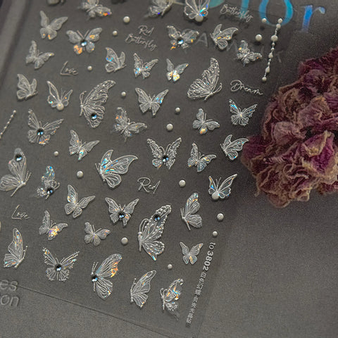 Crystal Butterfly Nail Stickers | Japanese Vintage Nail Art Decals - image 2