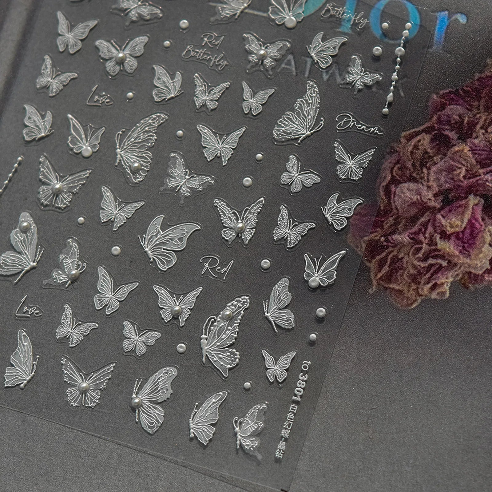 Crystal Butterfly Nail Stickers | Japanese Vintage Nail Art Decals - image 3
