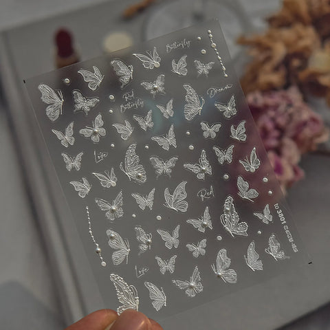 Crystal Butterfly Nail Stickers | Japanese Vintage Nail Art Decals - image 4