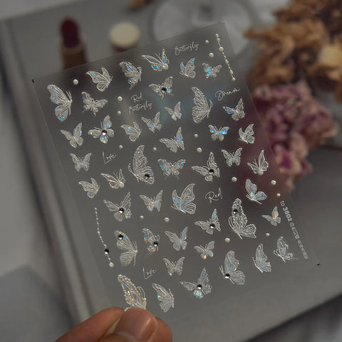 Crystal Butterfly Nail Stickers | Japanese Vintage Nail Art Decals - image 5