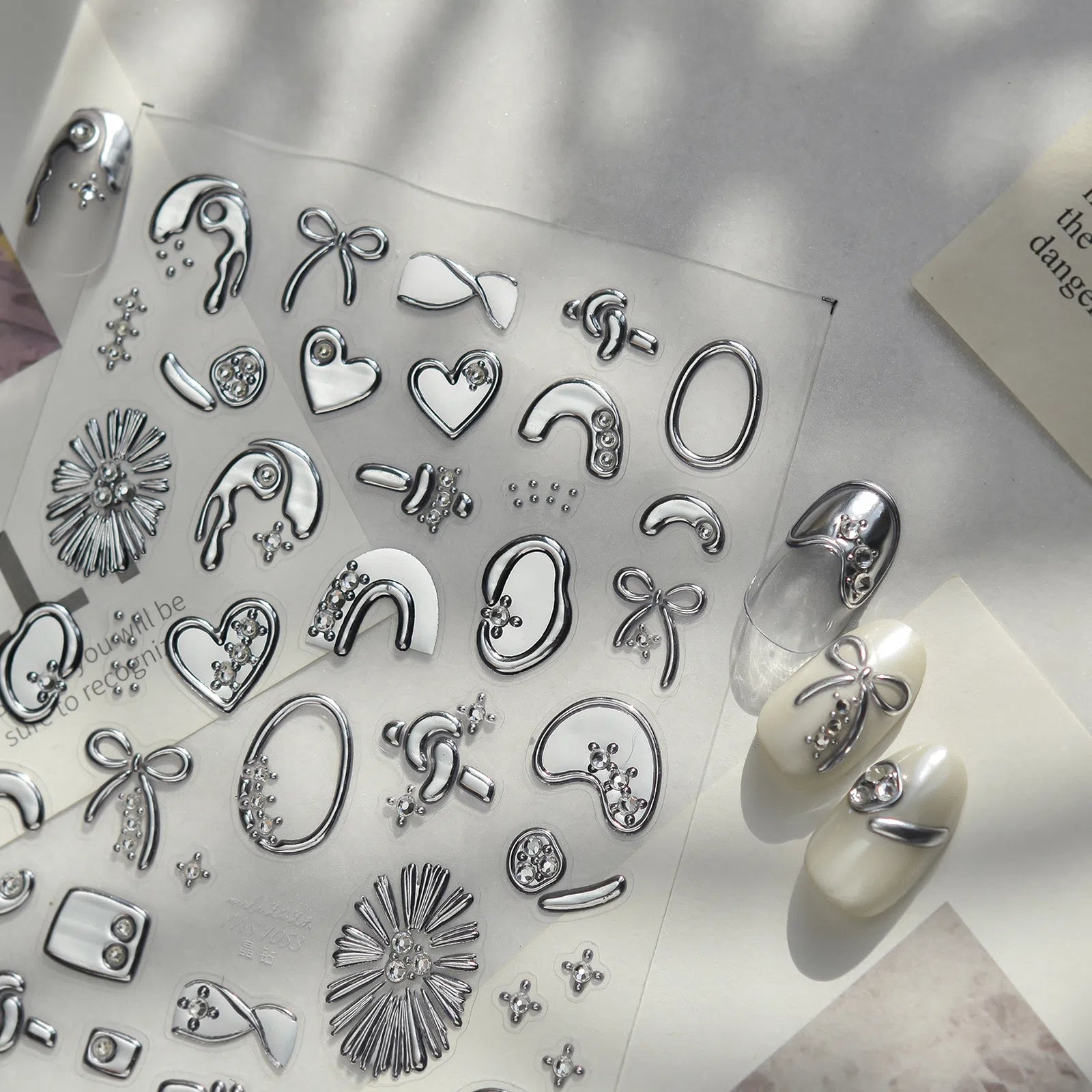 Crystal Heart Nail Stickers | Elegant Heart Nail Art Decals - image 2