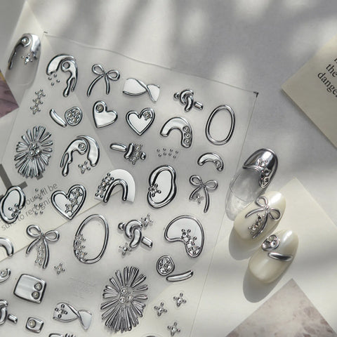Crystal Heart Nail Stickers | Elegant Heart Nail Art Decals - image 2
