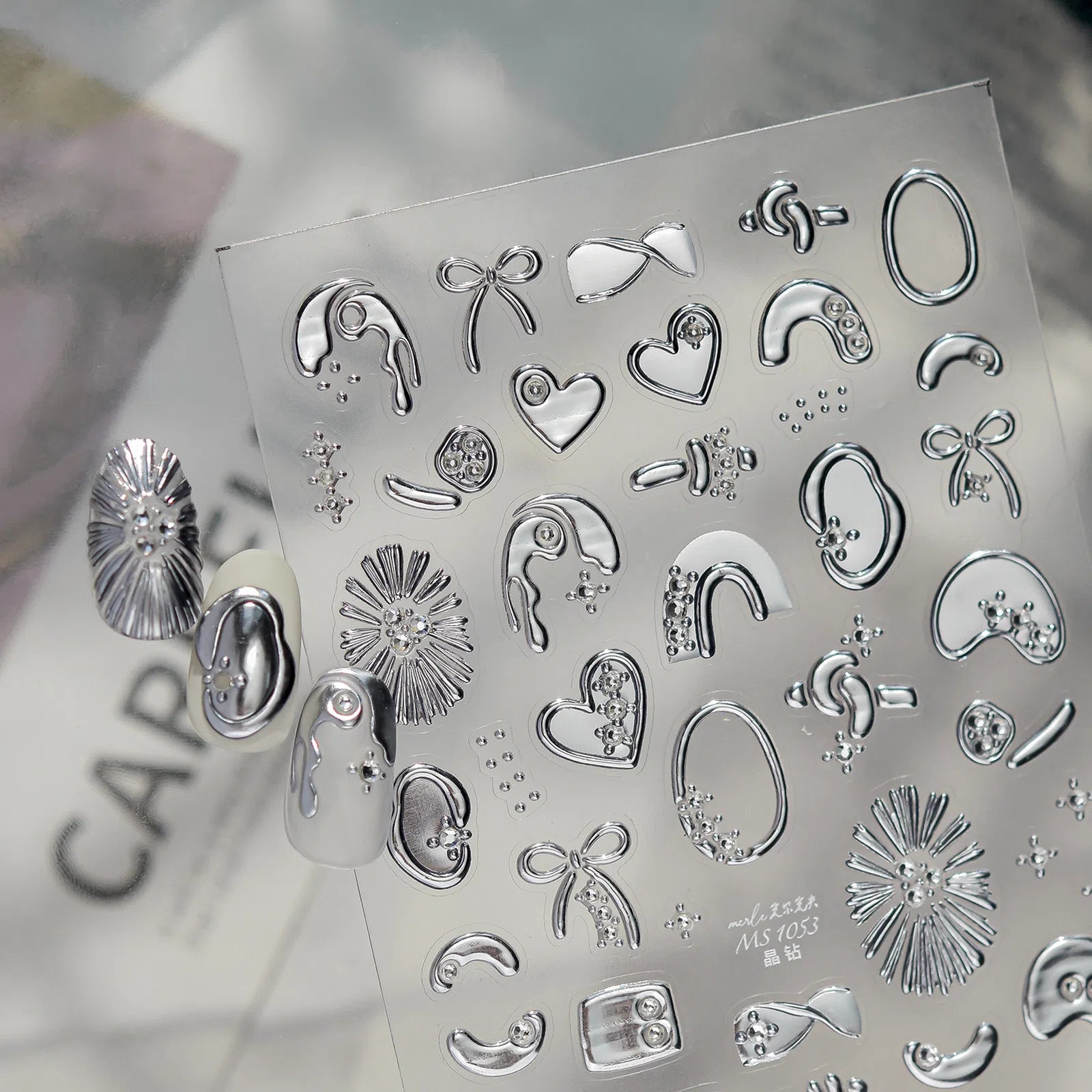 Crystal Heart Nail Stickers | Elegant Heart Nail Art Decals - image 3