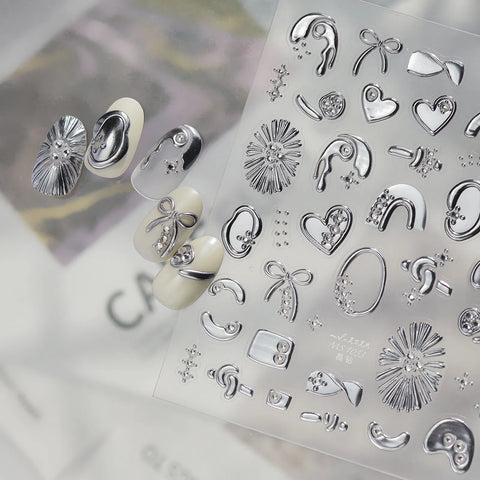 Crystal Heart Nail Stickers | Elegant Heart Nail Art Decals - image 4