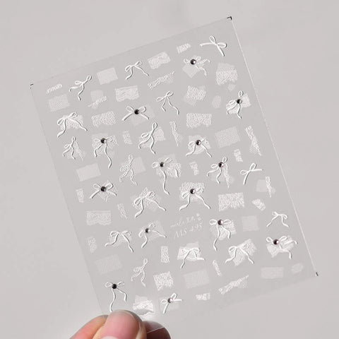 Crystal Lace Bow Nail Stickers | Bridal Coquette Nail Art Decals - image 7