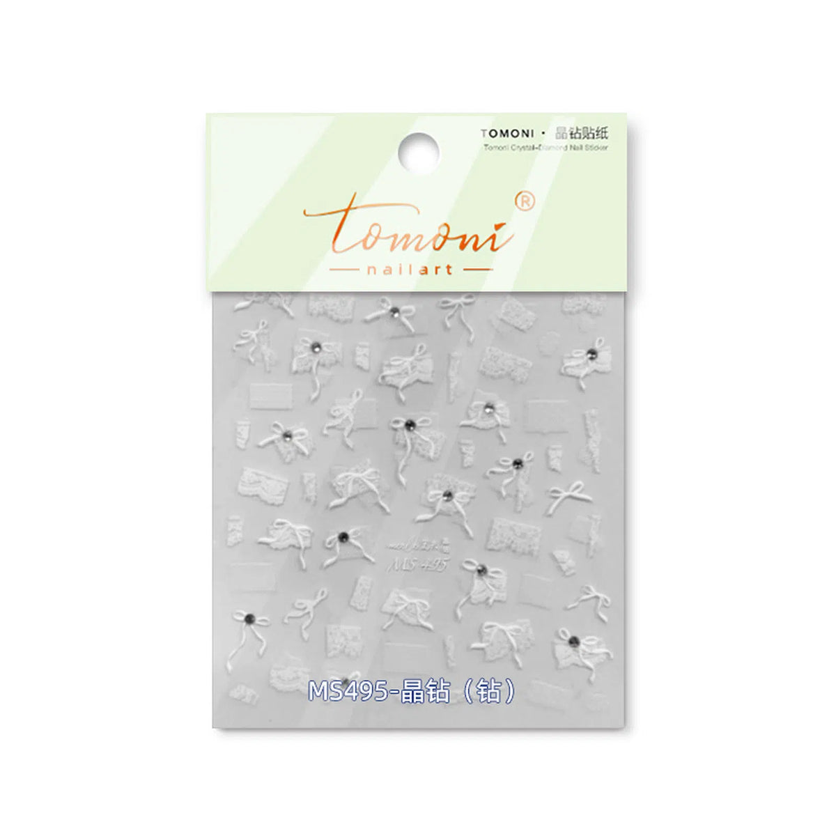 Crystal Lace Bow Nail Stickers | Bridal Coquette Nail Art Decals - MS495 variant image