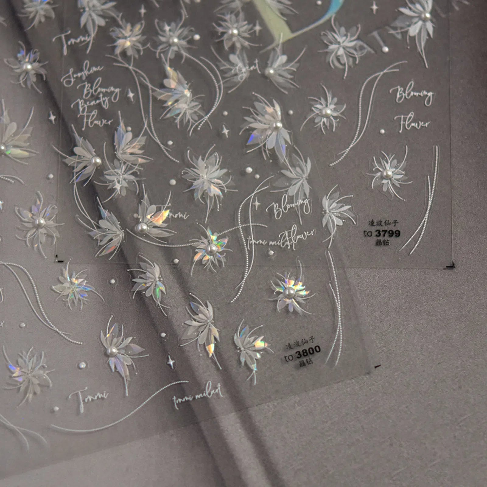 Crystal Lily Nail Stickers | Elegant Floral Nail Art Decals - image 1