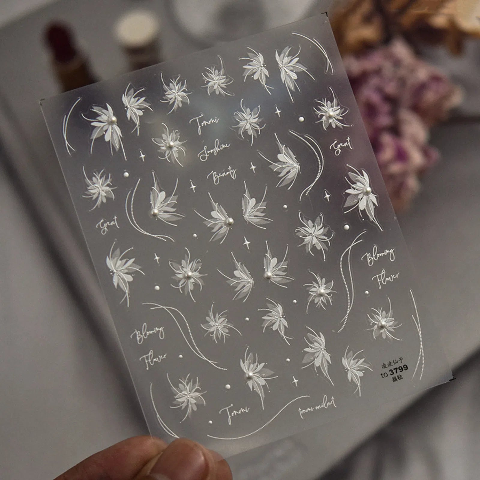 Crystal Lily Nail Stickers | Elegant Floral Nail Art Decals - image 2