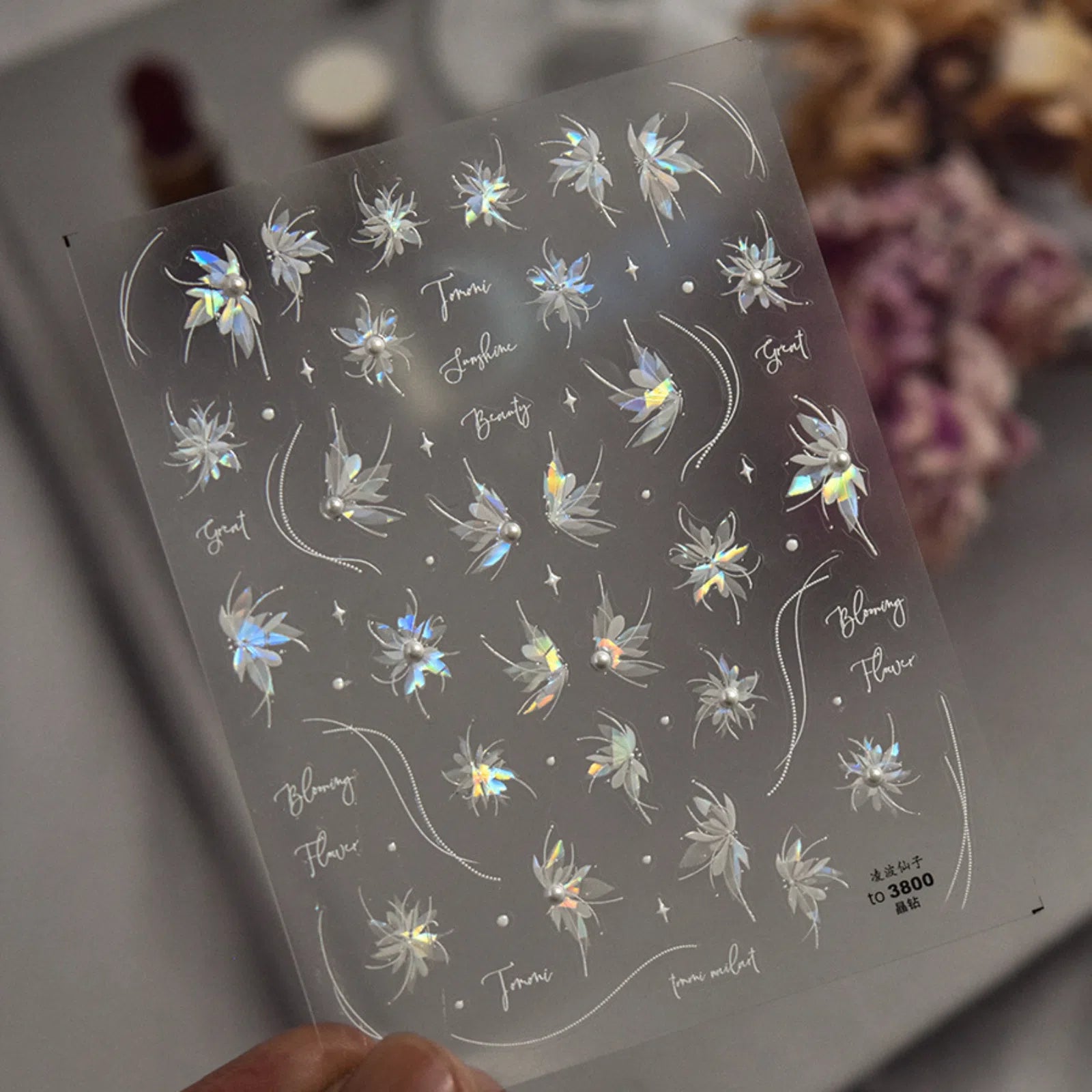 Crystal Lily Nail Stickers | Elegant Floral Nail Art Decals - image 3