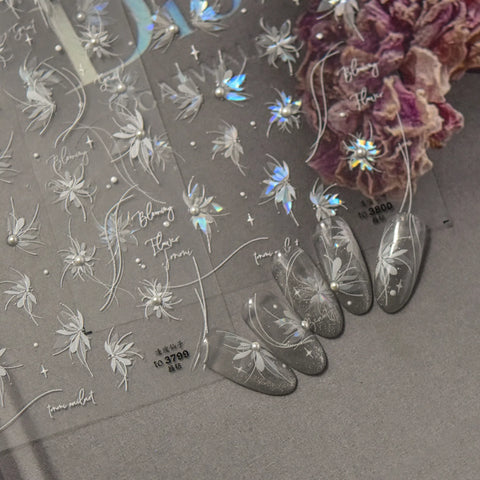 Crystal Lily Nail Stickers | Elegant Floral Nail Art Decals - image 5