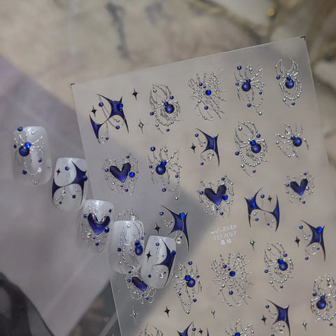 Crystal Spider Heart Nail Stickers | Dark Glam Nail Art Decals - image 2