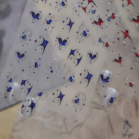 Crystal Spider Heart Nail Stickers | Dark Glam Nail Art Decals - image 4