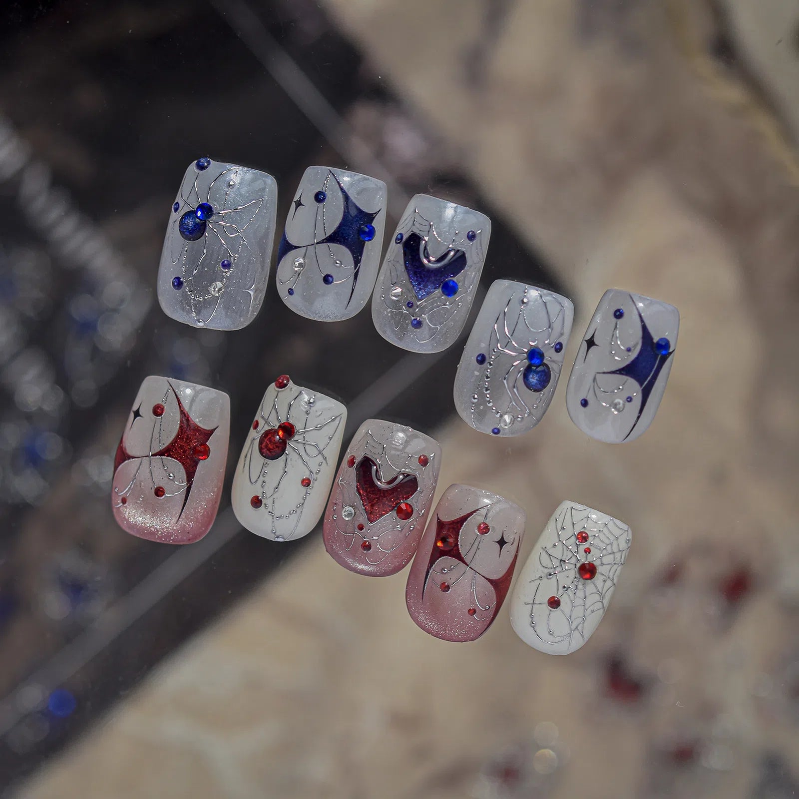 Crystal Spider Heart Nail Stickers | Dark Glam Nail Art Decals - image 6