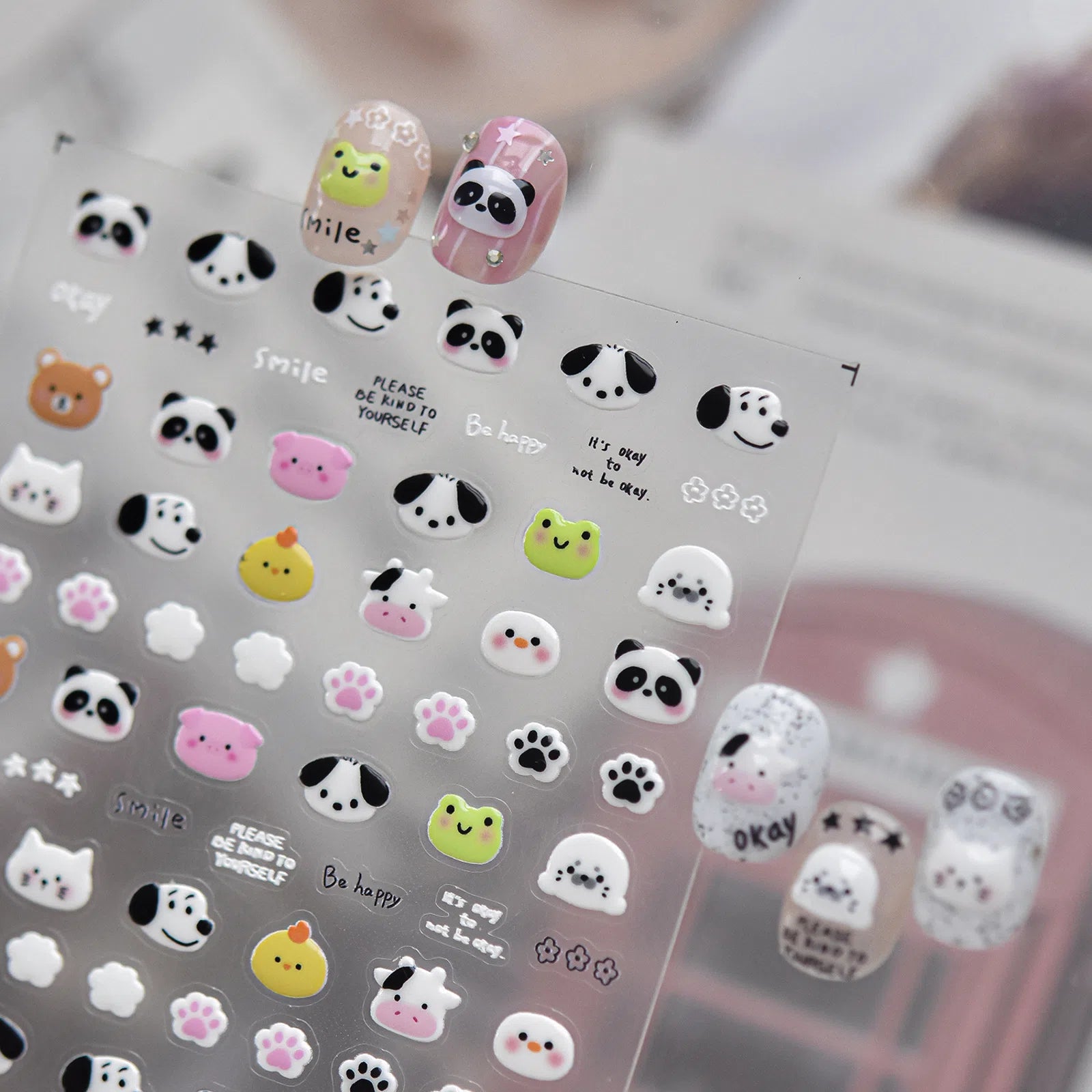 Cute Animal Zoo Nail Stickers | Kawaii Cartoon Nail Art Decals - image 1