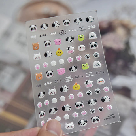 Cute Animal Zoo Nail Stickers | Kawaii Cartoon Nail Art Decals - to6016 variant image