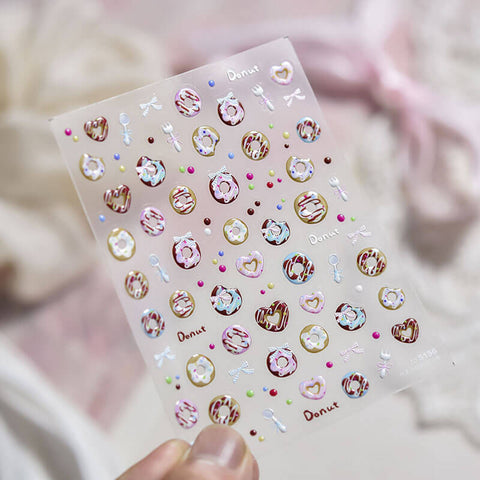 Cute Cake And Donut Nail Stickers, Cute Nail Decals, Cake Nail Art Stickers, Birthday Nail Design, Embossed Nail Stickers