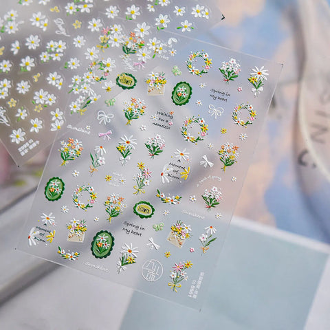 Daisy Flower Nail Stickers | Fresh Floral Nail Art Decals - image 4