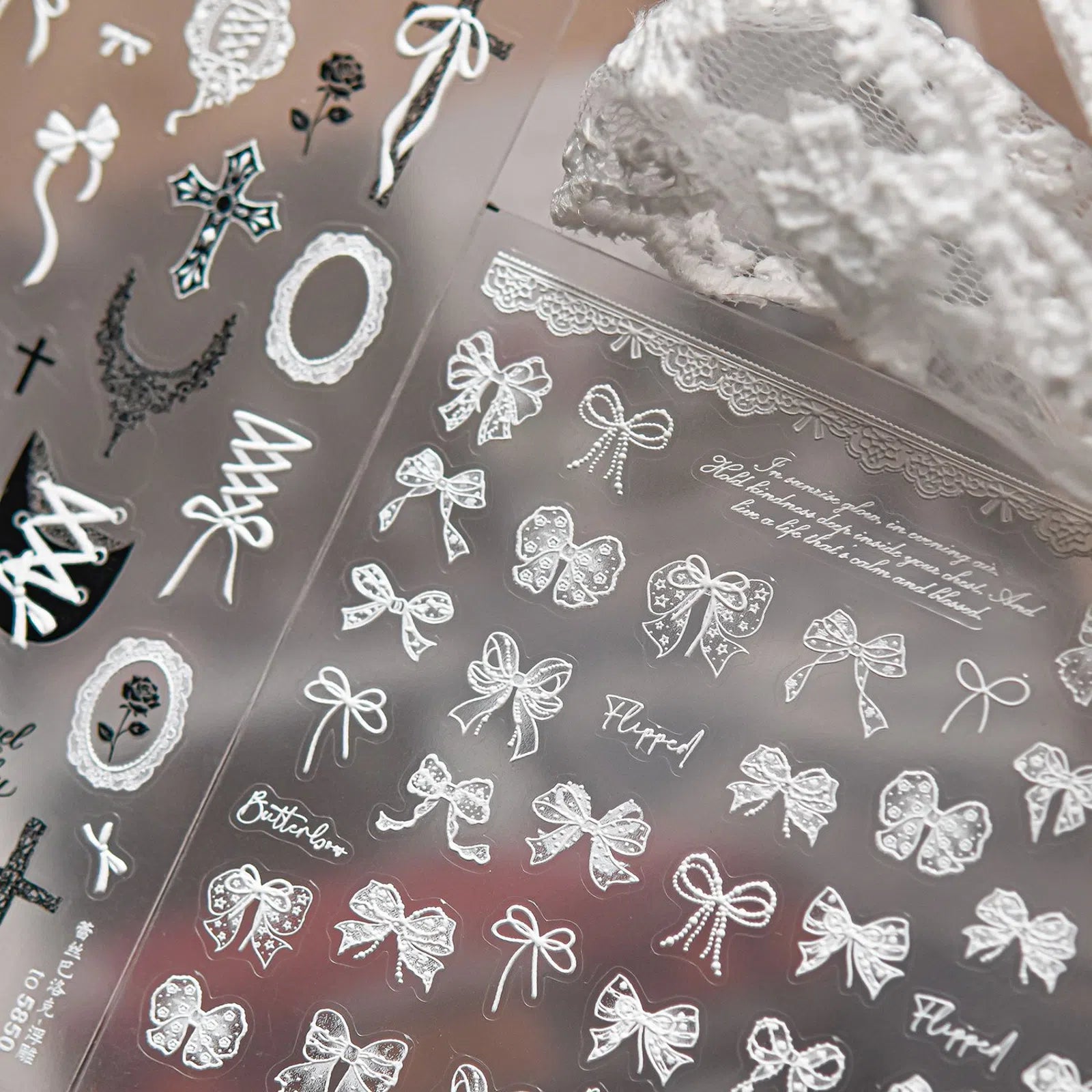 Dark Ballet Lace Nail Stickers | Baroque Grunge Nail Art Decals - image 1