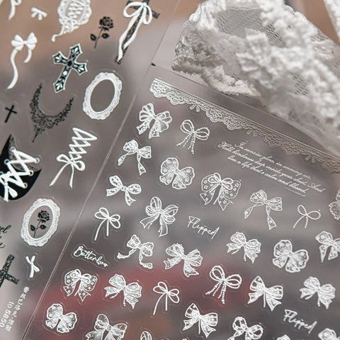 Dark Ballet Lace Nail Stickers | Baroque Grunge Nail Art Decals - image 1