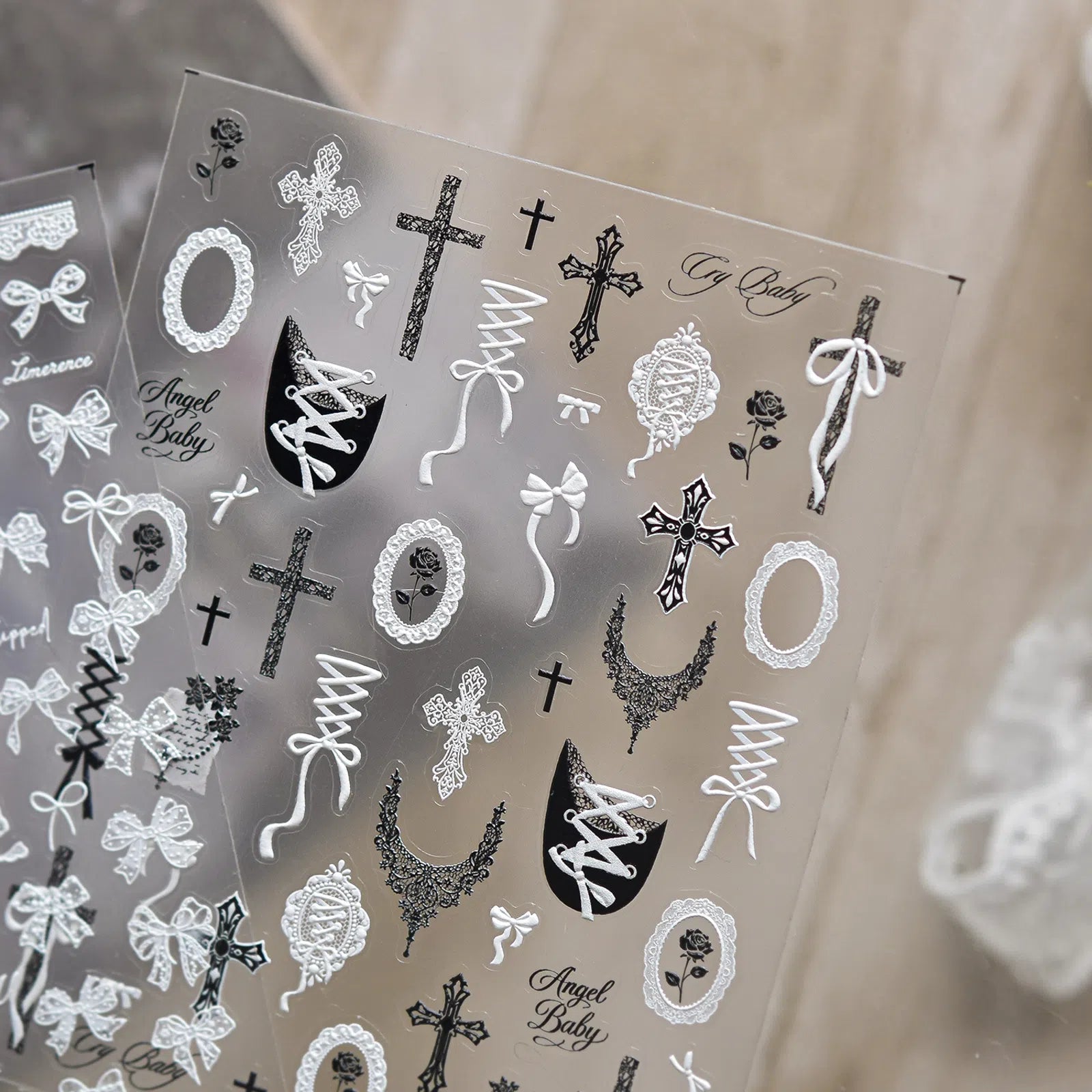 Dark Ballet Lace Nail Stickers | Baroque Grunge Nail Art Decals - image 2