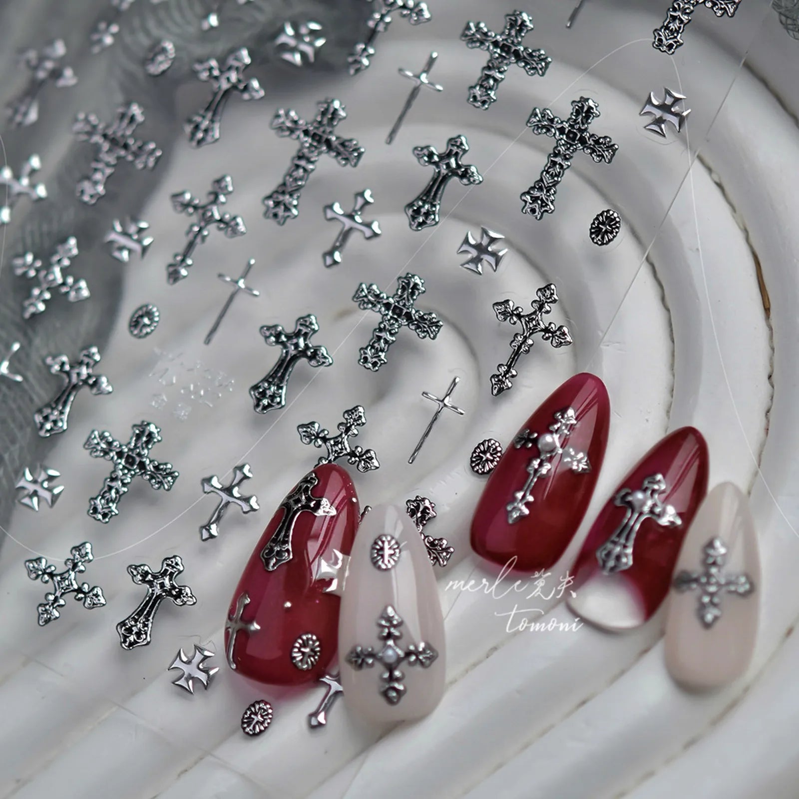 Dark Cross Nail Stickers | Gothic Nail Art Decals - image 1
