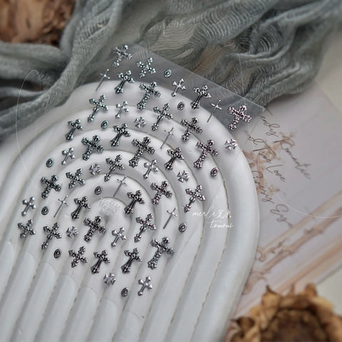 Dark Cross Nail Stickers | Gothic Nail Art Decals - image 3