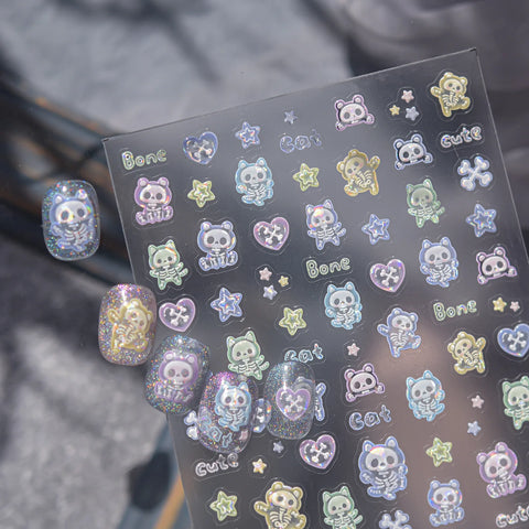 Dark Kawaii Skull Nail Stickers | Jelly Nail Art Decals - image 3