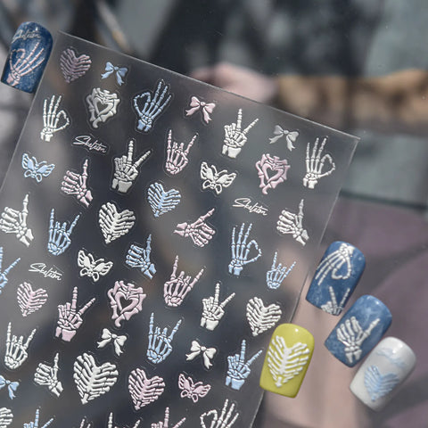 Dark Kawaii Skull Nail Stickers | Jelly Nail Art Decals - image 4