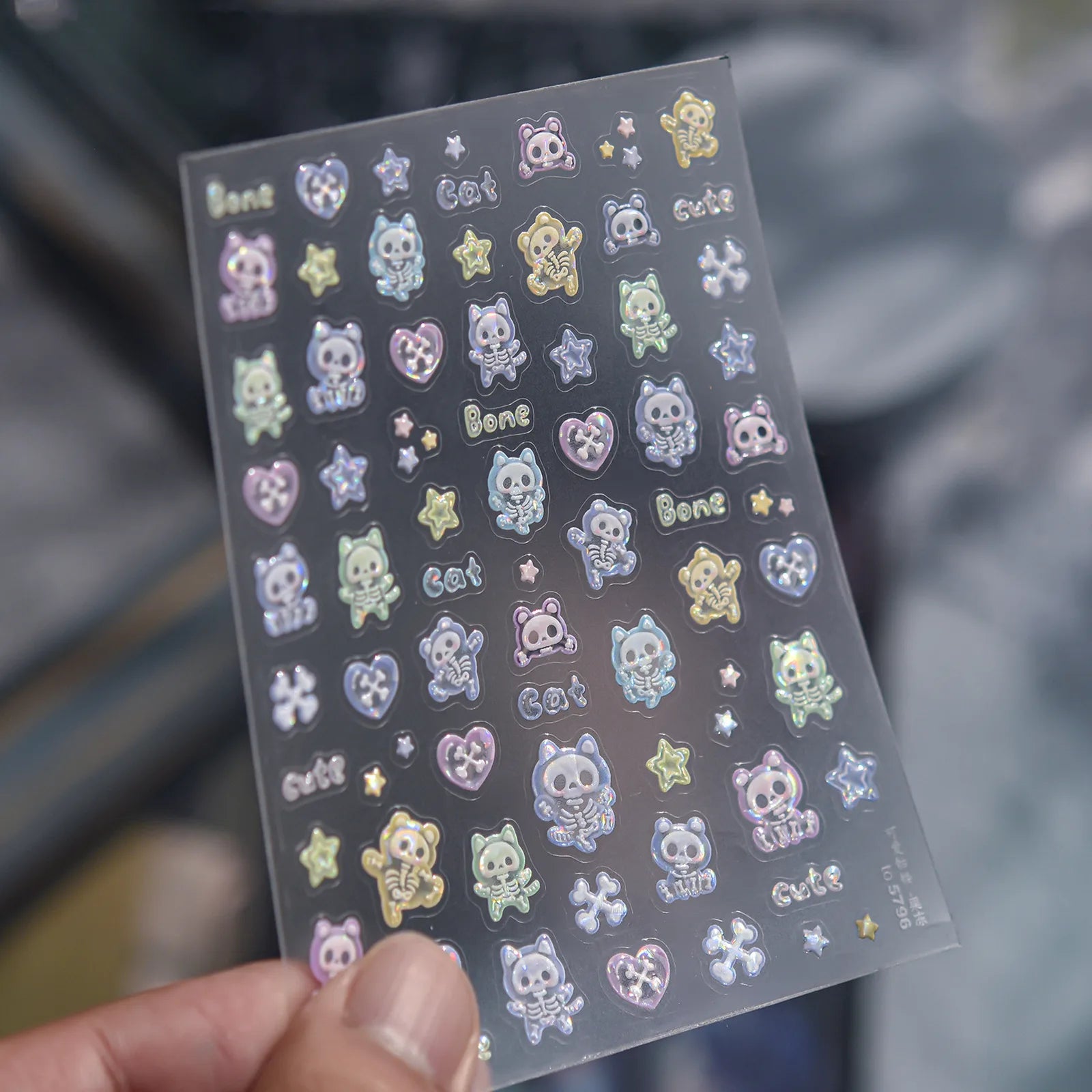 Dark Kawaii Skull Nail Stickers | Jelly Nail Art Decals - to5796 variant image