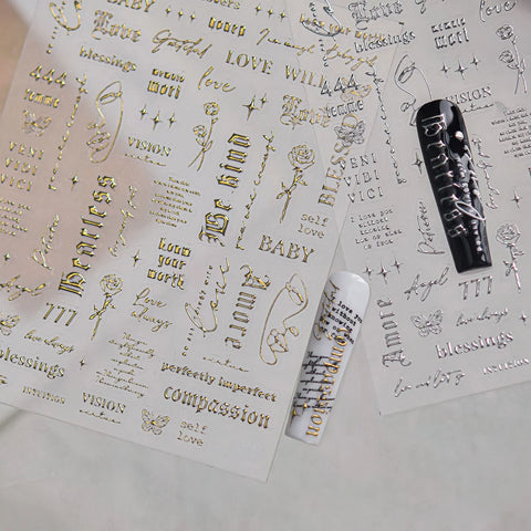 Dark Letter Nail Stickers | Grunge Typography Nail Art Decals - image 4