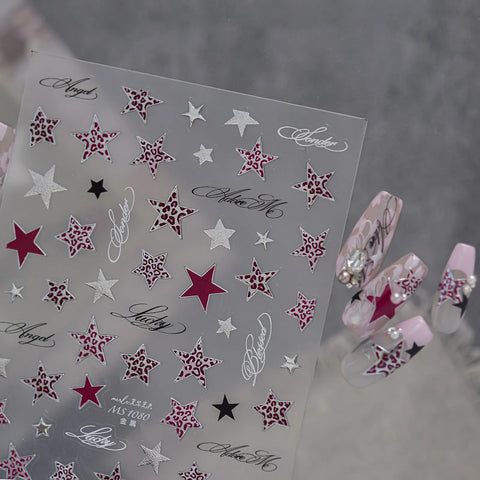 Dark Y2K Star Nail Stickers | Metallic Grunge Nail Art Decals - image 1