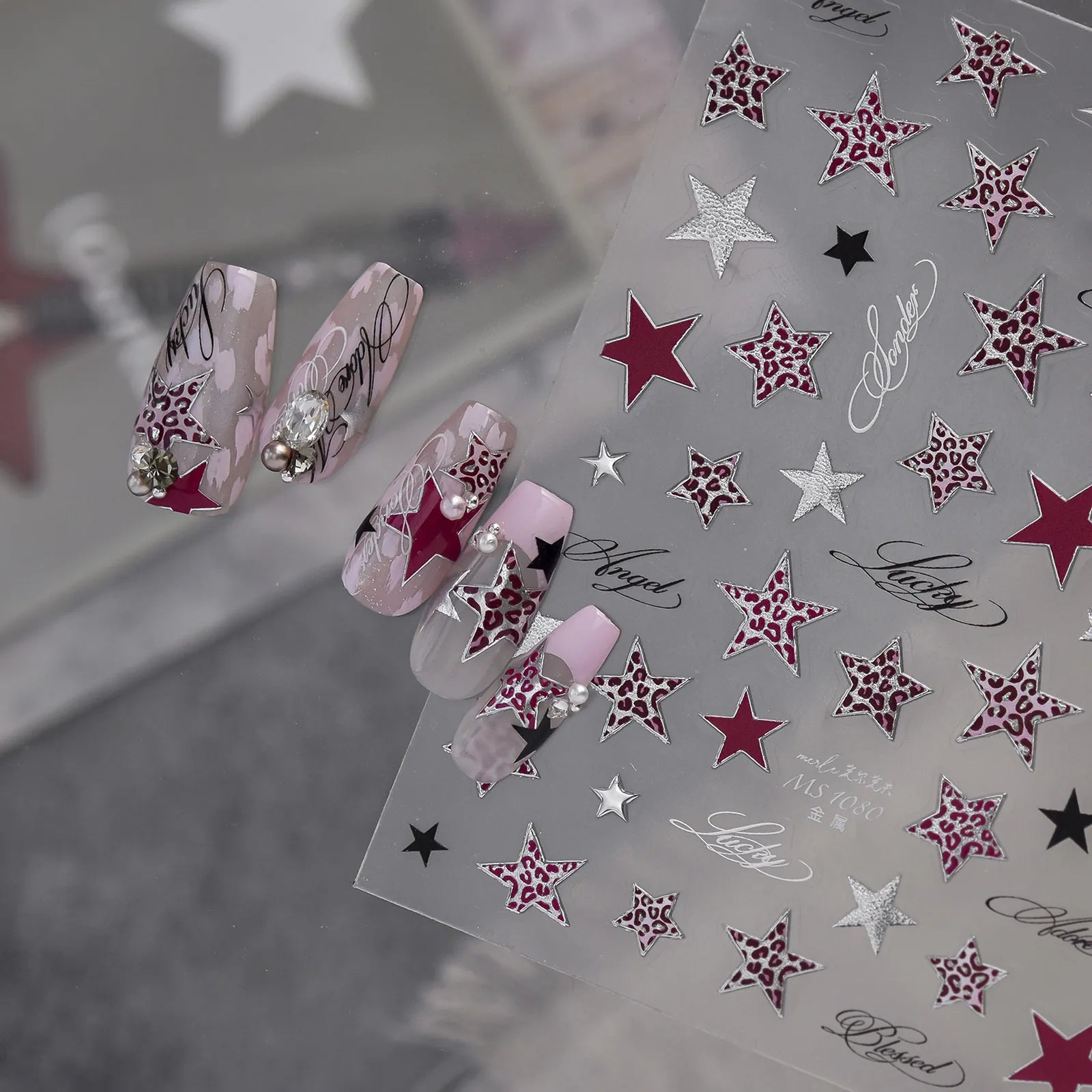 Dark Y2K Star Nail Stickers | Metallic Grunge Nail Art Decals - image 2