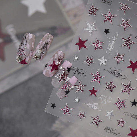 Dark Y2K Star Nail Stickers | Metallic Grunge Nail Art Decals - image 2