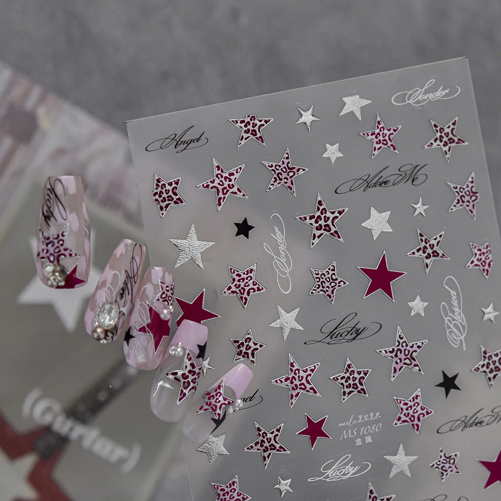 Dark Y2K Star Nail Stickers | Metallic Grunge Nail Art Decals - image 3