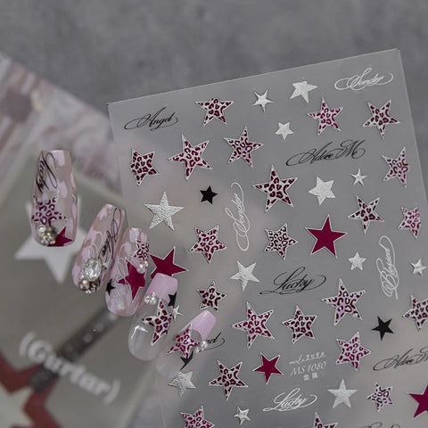 Dark Y2K Star Nail Stickers | Metallic Grunge Nail Art Decals - image 3