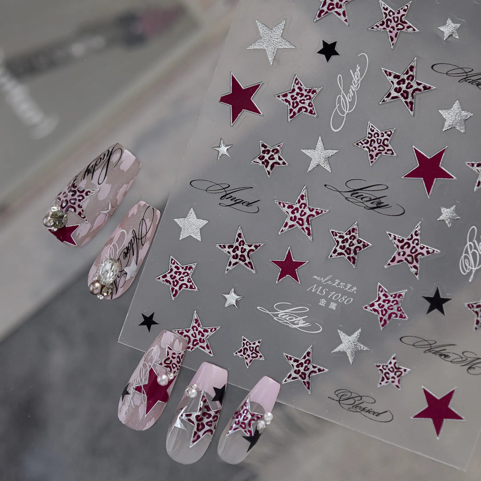Dark Y2K Star Nail Stickers | Metallic Grunge Nail Art Decals - image 4