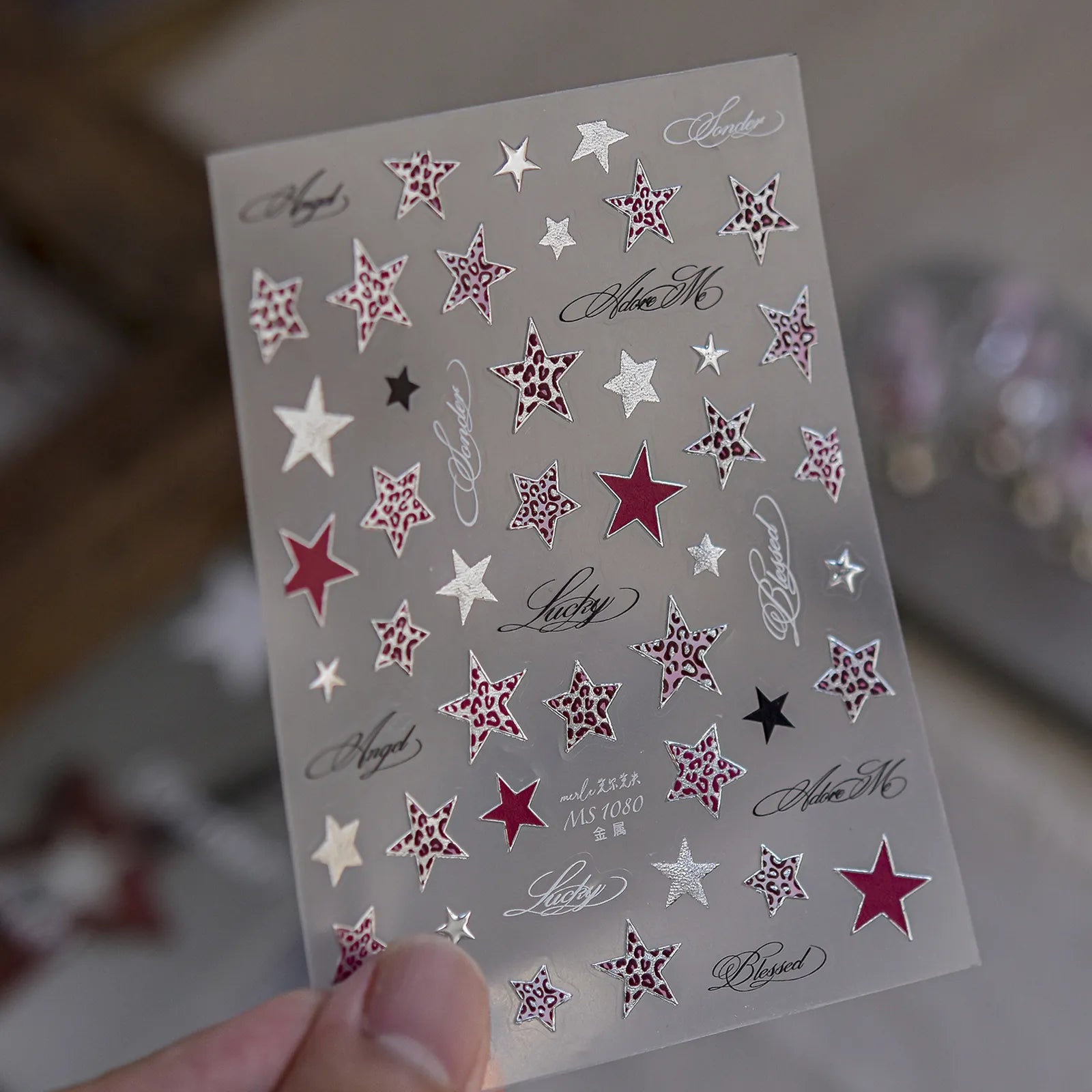 Dark Y2K Star Nail Stickers | Metallic Grunge Nail Art Decals image