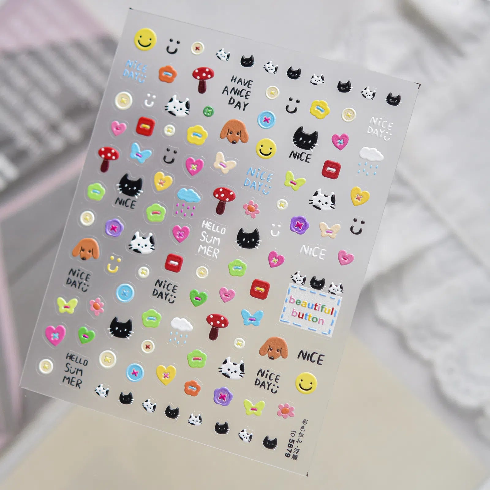 to5879 Doodle Button Bear Nail Stickers variant image - Tomoni Nail Art
