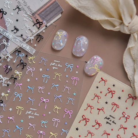 Dopamine Bow Nail Stickers | Colorful French Nail Art Decals - image 1